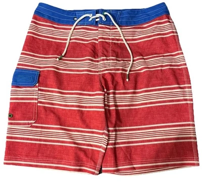 Pantalones cortos de tabla de natación Sperry Top Sider para hombre talla 32 rojos blancos a rayas elásticos Foto 1 de 4