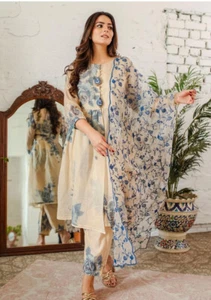 Party wear rayon printed long anarkali kurti with pant and dupatta set, dresses - Picture 1 of 6