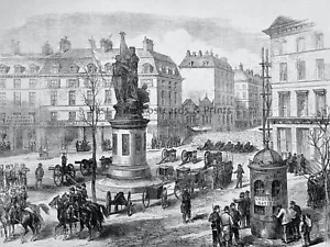1871 Estampado FRANCIA GUERRA CIVIL PARIS BARRICADA en LUGAR CLICHY Guerra franco prusiana - Imagen 1 de 2