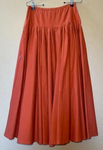 EUC Vintage JAG Australia Midi Skirt Pleated Boho Prairie Size 8 Pockets Orange - Picture 1 of 8