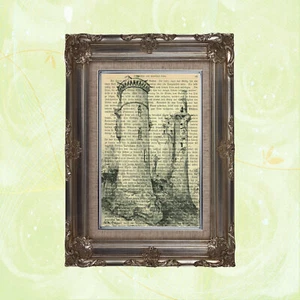 Impresión artística de página de libro antiguo: fortaleza medieval, ruinas de Mehun-sur-Yevre, Francia, o - Imagen 1 de 2