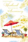 Husband Anniversary Card Deck Chairs Wine Foil Finish Lovely Verse