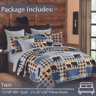 Virah Bella - Oso Negro Cuadros - Edredón Ligero Reversible con Almohada Falsa(s) Foto 1 de 4