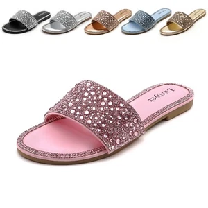 Sandalias planas Lurnyet para mujer con adornos de cristal con estrás y tachuelas - Imagen 1 de 63