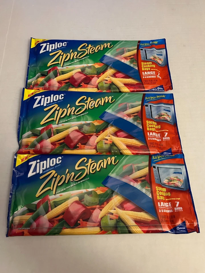 Ziploc Zip'N Steam Cooking Bags - Pack of 7