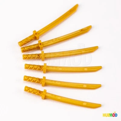 Lote de 6 LEGO Perla Oro Katana Espada Ninjago Minifigura Arma Shamshir Ninja Foto 1 de 2