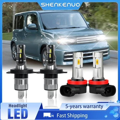 FIT Nissan Cube 2009-2014 H4 H11 farol de LED + kit combo de lâmpadas de neblina 4 peças - Imagem 1 de 4