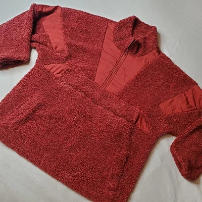 Adidas Originales Mujer Talla M Sherpa Media Cremallera Polar Pullover Rojo Foto 1 de 4