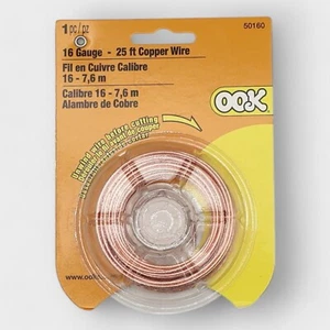 OOK 16 Gauge 25 ft Copper Wire 50160 Multi-Purpose Craft Picture Hanging Wire - Picture 1 of 2