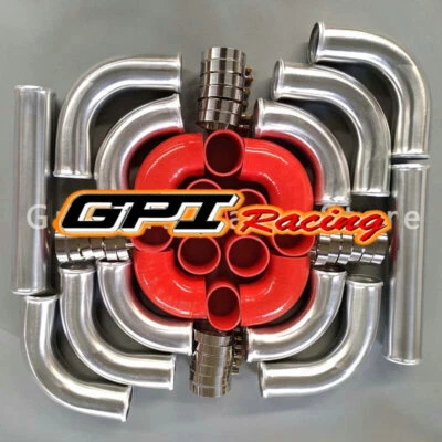 UNIVERSAL 2.5" ALUMINUM TURBO INTERCOOLER PIPING+ELBOW+RED COUPLER KIT,64MM - Image 1 of 4