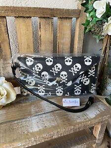 New Betsey Johnson Black Skull Pouch Bag 8.5” X 4” With Strap