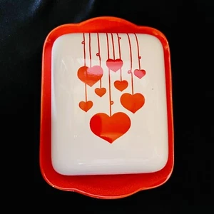 RARE Waechtersbach White Red Heart Hanging Hearts Butter Dish Valentine HTF NICE - Picture 1 of 8