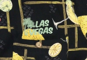 Vtg M.E. Sport Las Vegas Cocktails Button Down Hawaiian Shirt Black Mens Large - Picture 1 of 8