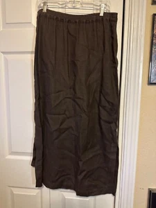 eskandar womens Size 0 100% Linen Brown Minimalist Faux Wrap Skirt Pull On - Picture 1 of 6