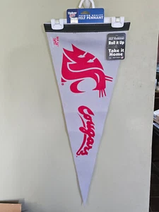 WASHINGTON STATE COUGARS PAC 12 12X30 ROLL UP WOOL PENNANT 6/21/25 - Picture 1 of 3