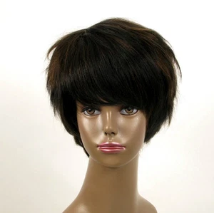 perruque afro femme 100% cheveux naturel méchée noir/cuivré WHIT 07/1b30 - Picture 1 of 9