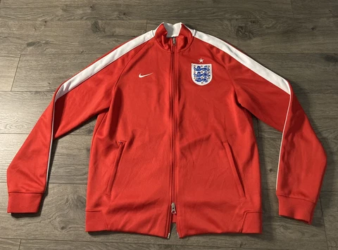 England Track Jacket Adult Large Red White Full Zip Soccer Football FC Nike Mens Cover