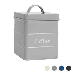 Vintage Metal Kitchen Coffee Canister Home Storage Organisation Jar 12cm Grey - Picture 1 of 7