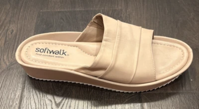 Softwalk Ezra 女式裸色皮革一脚蹬带凉鞋 9.5 52222-146 — 第 1/4 张图片