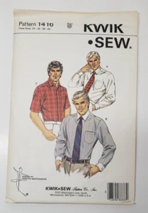Kwik Sew 1416 Men's Shirts Fitted Lightweight Woven Short/Long Sleeve UNCUT 1985 - Picture 1 of 2