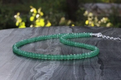 Natural 3-4MM Aventurine Faceted Rondelle Gemstone Beaded Choker Necklaces 18'' - Image 1 of 4