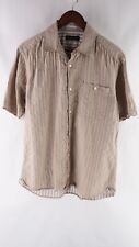 Jhane Barnes Size Medium Brown Plaid Button Up Short Sleeve Shirt Cotton Silk
