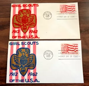 2 - US SC# 1199, 4ct GIRL SCOUTS FDC'S 2 DIFF. VELVETINE BEFLOCKTE GÜTESIEGEL SEHR GUTER ZUSTAND - Bild 1 von 2
