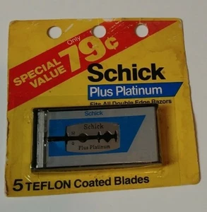 Vintage Schick Plus Platinum with Teflon Coating 5 Count Blades NOS New - Picture 1 of 2