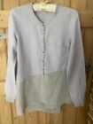 Ladies Linen Shirt, Blouse Long Sleeved, Lagenlook, Grandad Collar WRAP,UK 6,New