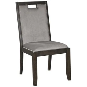 Ashley Furniture Hyndell Faux Velvet Upholstered Dining Side Chair in Dark Br... - Picture 1 of 9