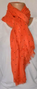 ANTICA SARTARIA Orange Polka Dot Fringe Made In Italy Shawl/Scarf - Picture 1 of 8