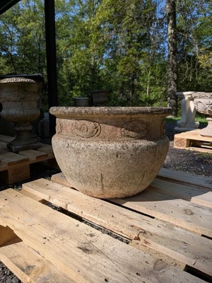 Vintage / Antique British English Cast Stone Garden / Planter / Pot / Jardiniere - Image 1 of 4