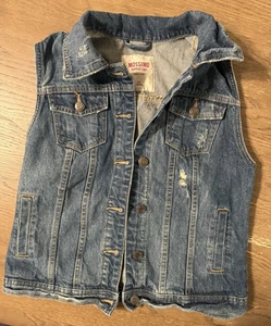 Chaleco Mossimo Medio Envejecido Denim Azul Jean Años 90 Desteñido Skate Grunge Ropa de Calle - Imagen 1 de 8