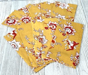 Pier 1 Servilletas de Algodón Floral Dorado Vibrante Rojo Mostaza Blanco Lote de 10 Nuevas con Etiquetas - Imagen 1 de 8