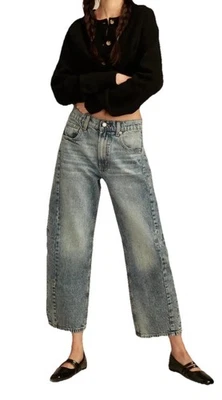 Pantalones de mezclilla azules de tiro alto LUCKY BRAND para mujer talla 2/26 nuevos con etiquetas pierna ancha boho Foto 1 de 4