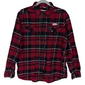 Columbia Plaid Flannel Arkansas Razorbacks Shirt Men's M Red Casual Button-Up - Picture 1 of 14