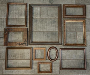 CORNICI legno vintage lotto di 10 gallerie wall art decoro shabby chic eco tp - Foto 1 di 12