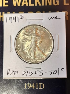1941-D Walking Liberty 50c RPM STRONG D/D FS-501 ohne Filter! BU + Clash ⭐️Lesen! - Bild 1 von 6