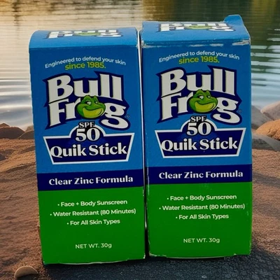 2-pack BULL FROG Quick Stick Face/Body Sunscreen SPF 50 Clear ZINC Formula - Image 1 of 3