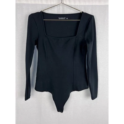 Body Abercrombie & Fitch Mujer Grande Negro Manga Larga Cápsula Minimalista Foto 1 de 4