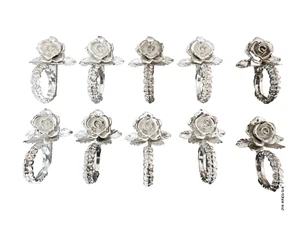 VTG Princess House Napkin Ring/ Place Card Holders 1950’s Silver Tone Lot Of 10 - Picture 1 of 8