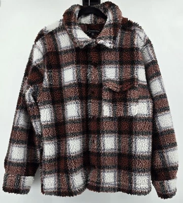 Куртка мужская Sherpa No Boundaries M коричневая клетчатая унисекс с карманами на кнопках пушистая - Изображение 1 из 4