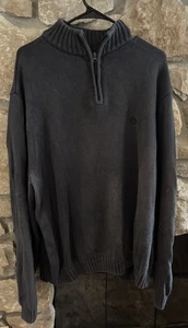 Chaps Quarter Zip Pullover Sweater Mens 3XL Navy Blue Mediumweight Soft Business - Picture 1 of 4