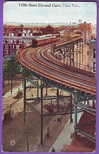 USA 110TH ST RAISED RAILROAD CURVE NEW YORK POSTCARD - Picture 1 of 1