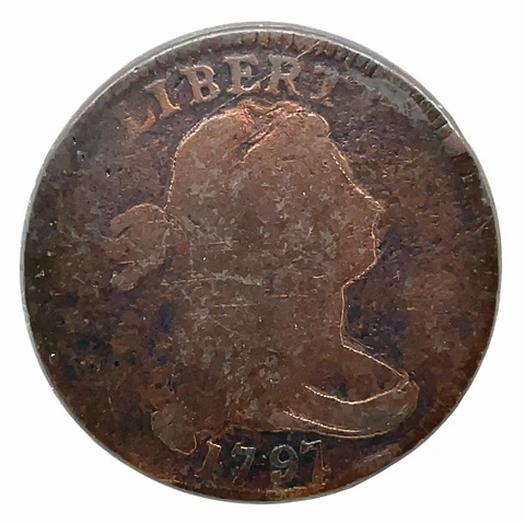 1797 Draped Bust Large Cent - Reverse of 1797/Stems - US 1c Copper Coin Cover