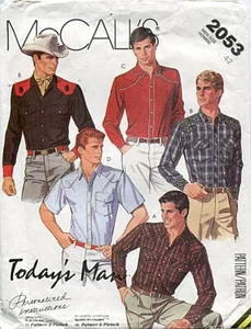 McCall's Palmer Pletsch Pattern 2053 Men's Shirt ~ Western ~ Rodeo ~ Chest 42 - Picture 1 of 1