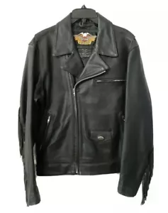 Harley Davidson strapazierfähige Fransenleder Motorradjacke Größe M - Bild 1 von 12