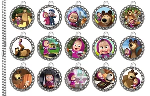 15 MASHA And The BEAR silver bottle cap Necklaces! - Picture 1 of 1