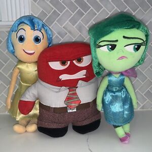 3 Disney Store Plush Pixar Inside Out Joy & Disgust & Anger Stuffed Lot