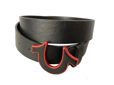 Новый True Religion мужчин ремень TR304702 эмали подкова черный/красный крошечный дефект - Изображение 1 из 4